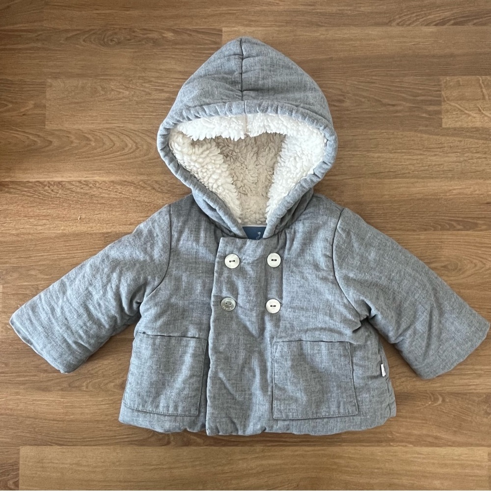 Jacadi Fleece-Lined Coat Gray 3M
